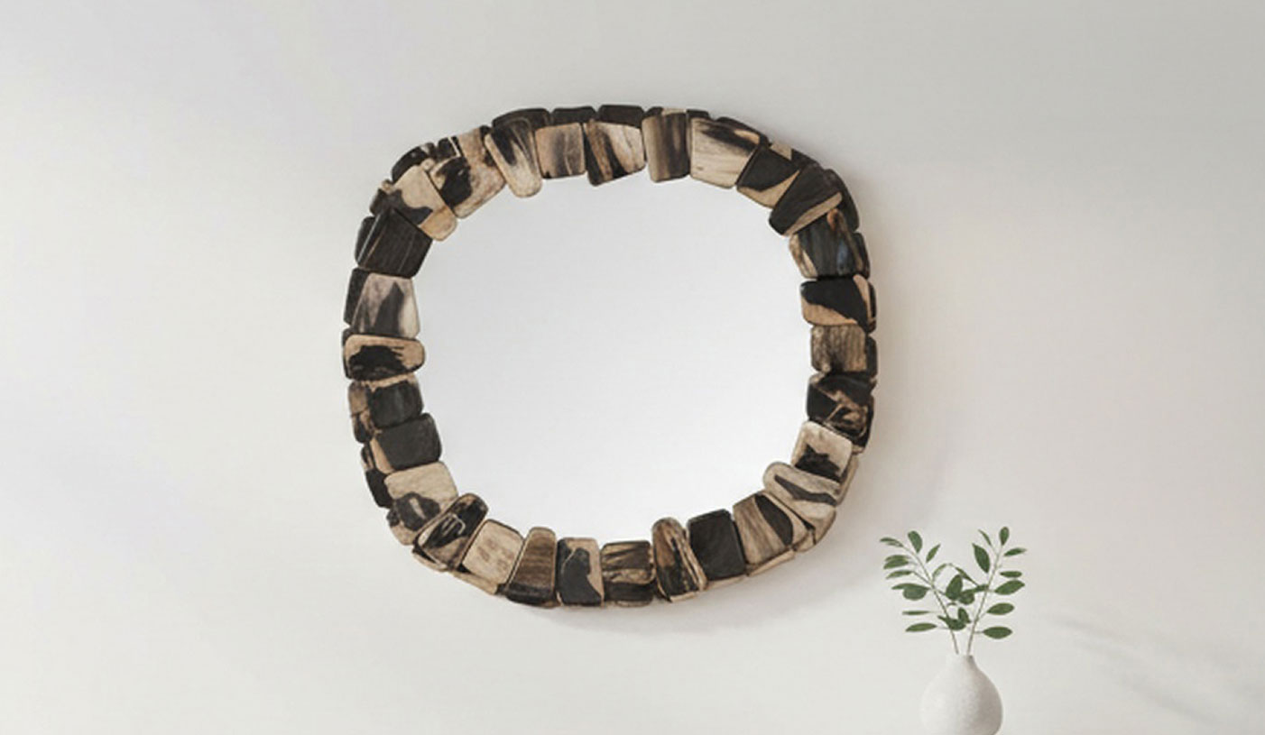 Stacked Pebble Petrified Mirror